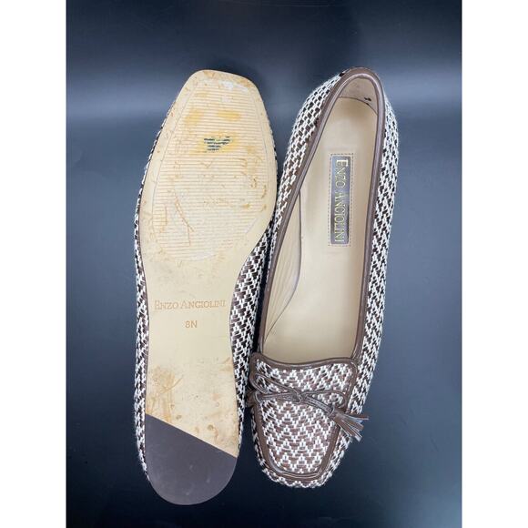 Pre-owned Enzo Angiolini Flats Loafers Women's Slip-On Brown White Flats Size 8 - Picture 7 of 9